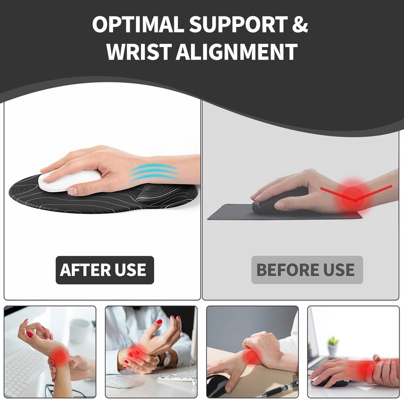 eulps Mouse Pad with Wrist Rest, Comfortable Computer Mousepad with Gel Wrist Support Smooth Surface and Non-Slip PU Base for Pain Relief, Laptop, Office & Home (Black Line) - Image 4